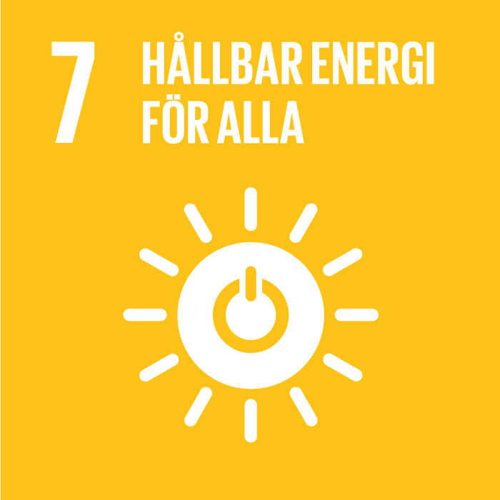 Logga för Förenta nationernas sjunde hållbarhetsmål - Energi för alla
