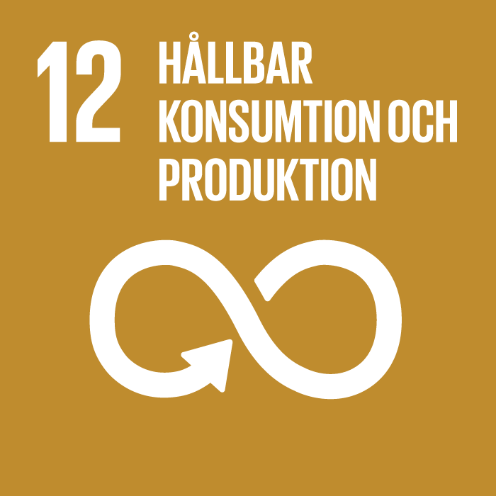 Logga för Förenta nationernas tolfte hållbarhetsmål - Hållbar konsumtion och produktion