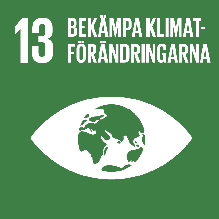 Logga för Förenta nationernas trettonde hållbarhetsmål - Bekämpa klimatförändringarna